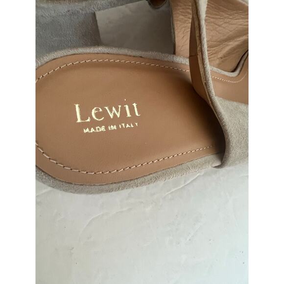 Lewit Suede Gray Leather Slingback Chunky Block Pointed Toe Pump Sandal Shoe 9.5 - Picture 9 of 12